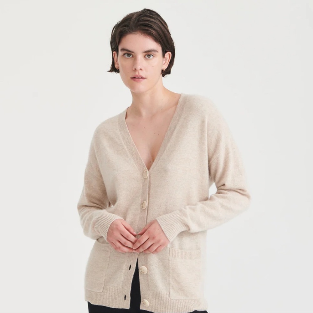 Women's Cream Sweater Naadam boyfriend cardigan XS